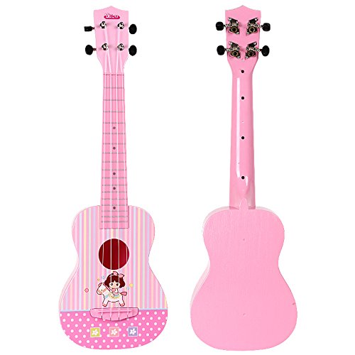 Baoli Light Pink Color Plastic Beautiful Melody Ukulele Toy With Accurate Intonation Excellent String Opening Tuning Keys Arch-Shaped Back Panel #TOP7