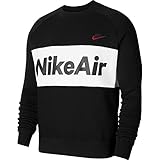 air jump bottrop Regular Fit Nike Herren M NSW AIR CRW FLC Sweatshirt, Black/Black/White/University red, XL