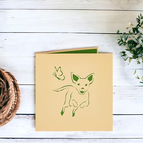 Image of Rykamia Pop Up Card - Delightful Chihuahua Illustrations, Blank Envelope, Thank You Message