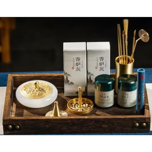 Blithetree Incense Burner Kit Chinese Incense Burner kit with Powder, Copper Agarwood Incense Burner Kit Incense Powder Burner Kit, Incense Burner Set (#f-White)