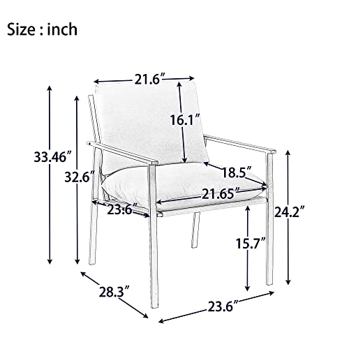 Merax Metal Frame Linen Accent Chair With Thick Padded Backrest And Seat Cushion For Living Room Bedroom,Cream #TOP1