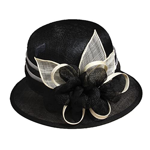 Chapeau fleurs printemps été en chanvre pour femme avec visière bouclée
