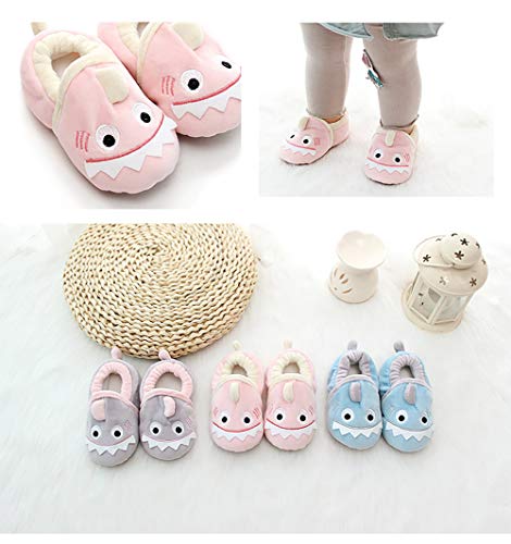 Sdbing Toddler Boys Girls House Slippers Soft Cozy Fuzzy Non-Slip Winter Indoor Warm Shoes For Baby (2-3 Years, Cute Shark Pink) #TOP5