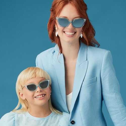 DIFF Disney Princess Cinderella Designer Cat Eye Sunglasses for Women UV400 Polarized, Blue Crystal Glitter + Blue Dust Gradient4