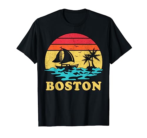 Boston Massachusetts Vintage Boating Captain Sailing Sailor T-Shirt