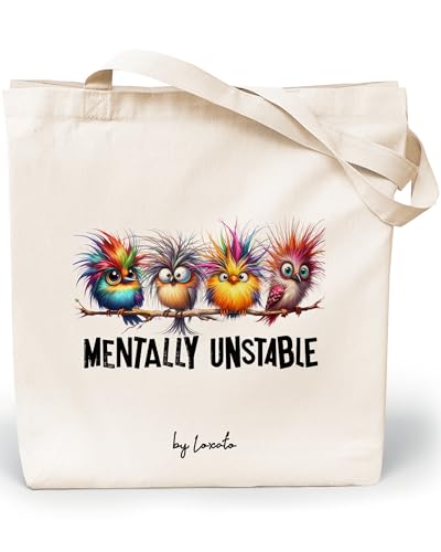 Loxato Bolsa Tote Bag Tela de Algodón con Frases Divertidas   Bolsa de Tela Grande y Reutilizable para Compras, Trabajo, Playa o Universidad   Diseño Aesthetic y Original 35x42x8 cm