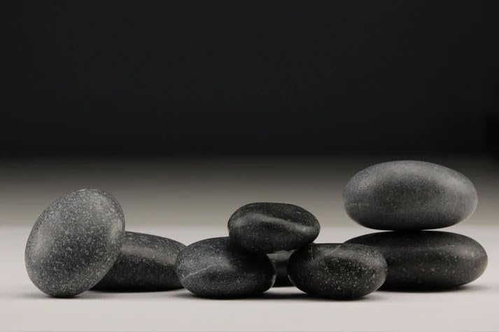 Highly Polished Slate-Black Fire Stone Heat Resistant (1-2")