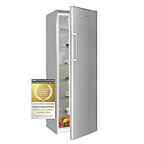 Exquisit Kühlschrank KS350-V-H-040E inoxlook 331 l Nutzinhalt Edelstahloptik Freistehend LED-Licht Türanschlag wechselbar Glasablagen Silber