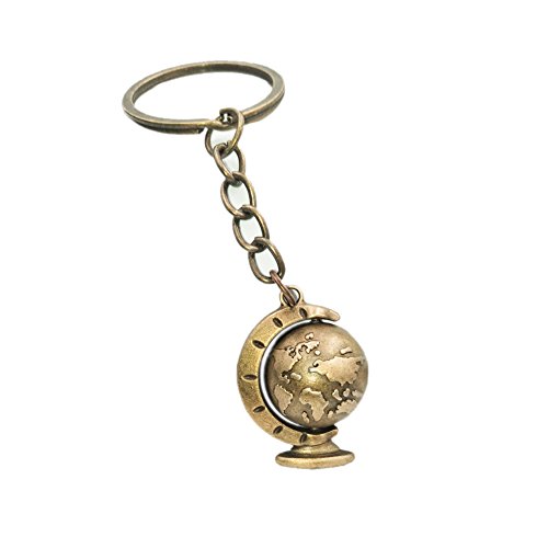 Gudeke Globo llaveros Llavero Giratorio del Mapa del Mundo Regalo Vintage Llavero de Tierra, Bronce