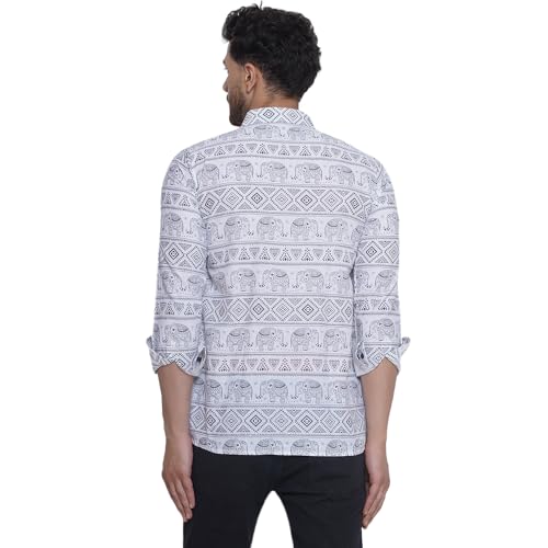 Image of Veera Paridhaan Sanganeri Printed Shirt for Men (White, Size: Free)