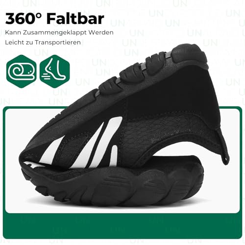 SAGUARO Barfußschuhe Herren Schnell Trocknend Wasserschuhe Leicht Atmungsaktive Badeschuhe Männer rutschfest Barfussschuhe, Schwarz, 44 EU