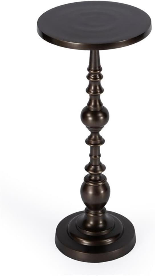 Home Square Round Bronze Aluminum Pedestal End Table - Set of 2
