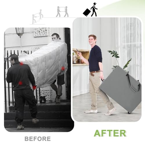 Cuddly Nest Folding Mattress Storage Bag with Wheels & Handles - 900D Heavy Duty Storage Container Fits for 6\" TWIN & TWIN XL Tri-Fold Mattress,Grey