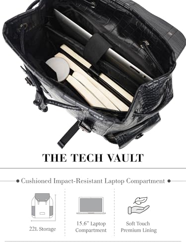 Image of FUR JADEN Vegan Leather Stylish 15.6 Inch Premium Laptop Backpack for Office & Travel
