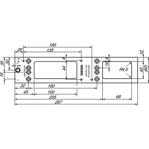 GEZE 052351 Piastra di Montaggio profondità 5 mm