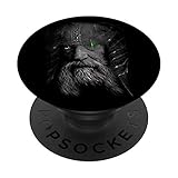 Visage de guerrier dans le casque et la tête de barbe viking islande symboles runes runiques