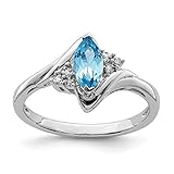 925 Sterling Silver Diamond Blue Topaz Band Ring Size 7.00 Gemstone Fine Jewelry For Women Gifts For...
