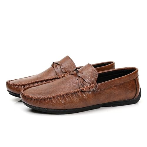 Men's Party Loafers Vegan Leather Business Solid Color Round Toe Heel Non Slip Anti-Slip Low Top Rubber Sole Uniform Slip-on3