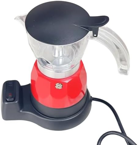 RiToEasysports Electric Italian Coffee Maker 150ml Red 3 Cup Drip Proof Design for Home Office Use - 1