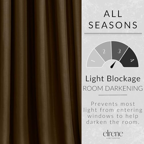 Elrene All Seasons Room-Darkening Waterfall Window Valance, Accessory for Bedroom or Living Room Windows with Rod Pocket Tabs, 52\" x 36\", Chocolate Brown, 1 Valance