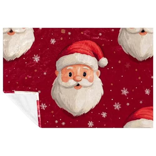 Couverture douce et chaude imprimée Père Noël finitions soignées pour lit et sofa