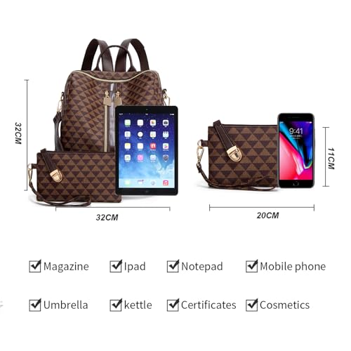 Makes Backpack Purse for Women PU Leather Travel Satchel Handbag Convertible Design Bag with Purse 2 Piece — view 5