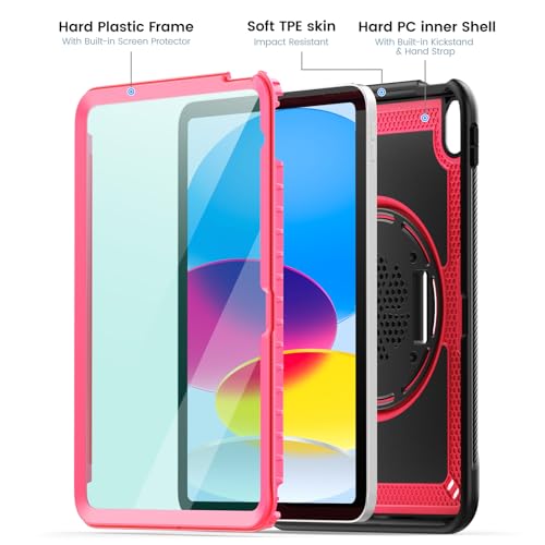 Coque iPad 10e génération avec protège-écran béquille rotative et porte-stylet - 5