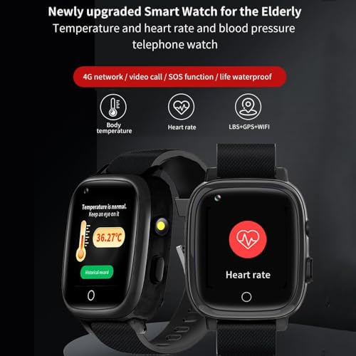 Inteligentny zegarek GPS dla osób starszych z przyciskiem alarmowym SOS, kamerą, rozmową wideo 4G, alarmem upadkowym, monitorowaniem temperatury dla demencji, bezpieczeństwa Alzheimera