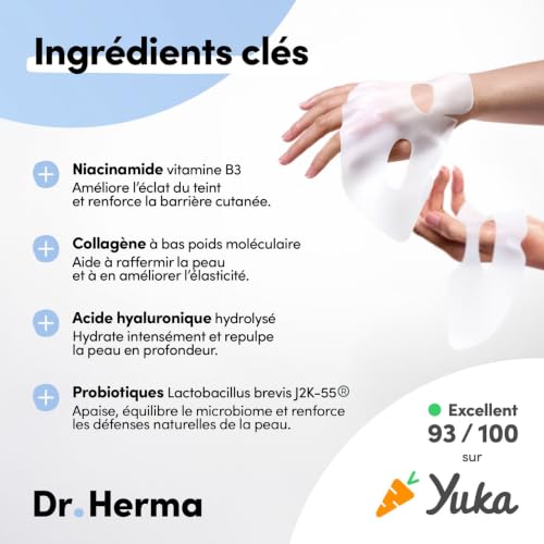 Dr. Herma - Masque Hydrogel Collagène & Acide Hyaluronique Hydratation Intense, Anti-Âge, Resserrement des Pores, Hypoallergénique – Soin Coréen Visage Premium pour Tous Types de Peaux. (4) – vue 3