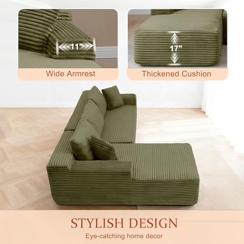 Image of 95 inch Boneless Couch for Living Room, L Shaped Modular Sectional Sofa