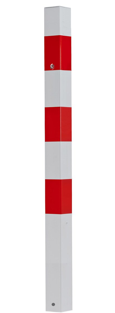 Absperrpfosten 70x70 ortsfest zum Einbetonieren mit Feuerverzinkung - (Verzinkter Stahl mit weißer Pulverbeschichtung)