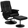 HERCULES Massaging Leather Recliner and Ottoman with Leather Wrapped Base by Hercules