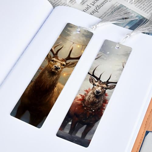 Marque-pages de Noël à motif d'élan pour une lecture chic