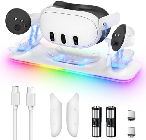YUANHOT Fast Charging Dock for Meta Quest 3S/Quest 3 with Color RGB Light