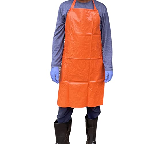Image of Waterproof Aprons for Diswashing, Chemical Handling, Meat Cutting, Liquid handling, Durable, Multi purpose (24 * 36, ORANGE, 1)