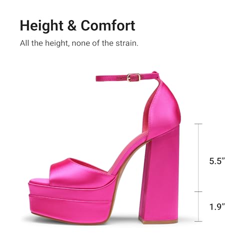 Image of DREAM PAIRS High Heels Chunky Block Platform Heels for Women Ankle Strap Sexy Open Square Toe Heels Dressy Pumps Sandals