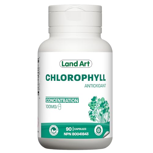 Chlorophyll Capsules - Cold Extracted from Non-GMO Alfalfa - Natural Detox - Alkaline - Natural Body Deodorant - Powerful Antioxidants Source - Made in Canada - Vegan - Non-GMO - 90 pills - 100 mg