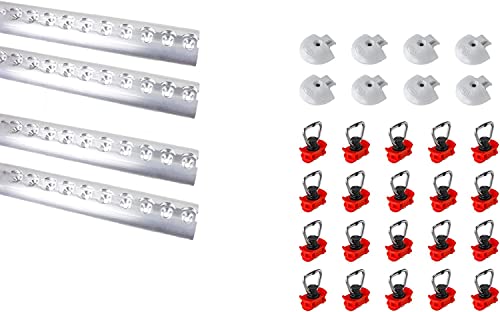 LOADCARE Starter Set 4 x 2 m Airline binario di ancoraggio anodizzato semicircolare forato + terminali + raccordi