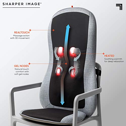 Sharper Image Smartsense Shiatsu Realtouch Chair Pad, Soothing Heat, 4 Deep Kneading Gel Nodes, Pain Relief For Neck, Back, Shoulders, Lumbar, Pressure Points Body Scan #TOP3