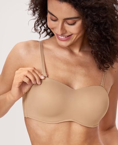 Image of DELIMIRA Women's Strapless Bra Minimizer Seamless Underwire Unlined Bandeau for Big Bust