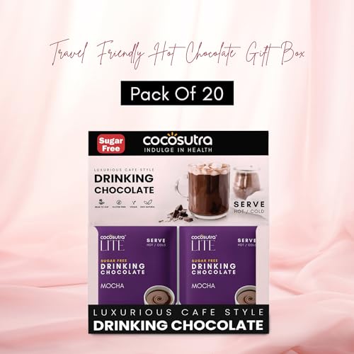 Image of COCOSUTRA Sugar Free Drinking Chocolate Mix | Mocha | 20 Single-Serve Sachets (20g Each) | Low Carb, Low Calorie | Stevia & Erythritol Sweetened | 400g