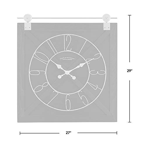 Firstime & Co. Black Farmstead Barn Door Wall Clock For Home Office, Kitchen, Living Room, Bedroom, Square, Wood And Metal, Farmhouse Decor, 29 X 27 Inches #TOP3