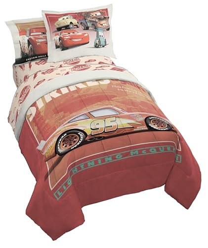 Image of Jay Franco Kids Comforter Set Includes Sheets and Pillow Covers - Soft and Cozy Bed Set for Stylish Room Decor, Official Licensed Bedding, Red - Cars, 7 Piece Full