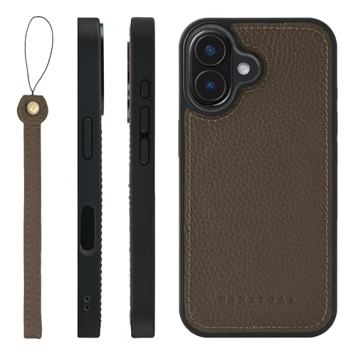 HANATORA for iPhone 16 �P�[�X ���͉��P MagSafe �Ή� �{�v �ϏՌ� �o���p�[�^ �X�}�z�P�[�X �X�}�z �X�g���b�v �t�� �V�������N���U�[ �M�t�g �}�O�Z�[�t�Ή� �g�[�v UMSGZ-16-Taupe