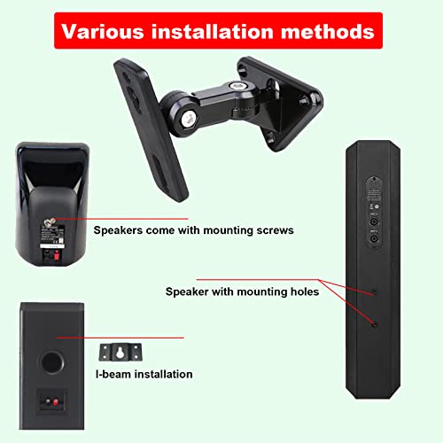 Dagcuxin Dx-151 Universal Speaker Wall Mounts For Small Speakers, Column Speakers Mounts，Bookshelf Speaker Wall Mount Brackets, Surround Sound Speaker Mounts,Hold Up To 30Lbs(2 Packs Black) #TOP3