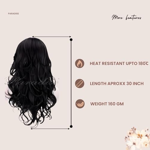 Image of ParadiseHair Wig For Women Full Head Curly Synthetic Womens Wig Long Hair Wig For Women Wigs Natural Hair FREE 2 WIG CAP +CARRY POUCH (Curly Black)