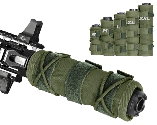 DBTAC Suppressor Cover, Heat-Resistant Suppressor Covers for Extreme Firearm Heat Protection, No-Slip Fit, 1.5 inches Diameter with Multiple Lengths (4/5/6/7/9 Inch) (Basic, Green, Large)