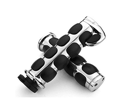 Teswne Motorcycle Aluminum Chromed Handle Grips End Grips 1 Inch For Honda Yamaha Kawasaki 1 Pair #TOP1