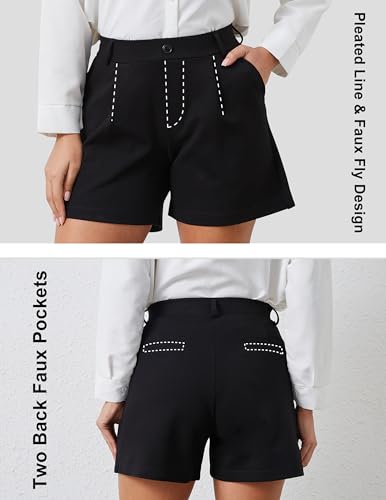 VIMPEP 4"/7" Women’s Wide Leg Yoga Dress Shorts, High Waisted Stretchy Pleated Business Casual Shorts with Pockets D6012