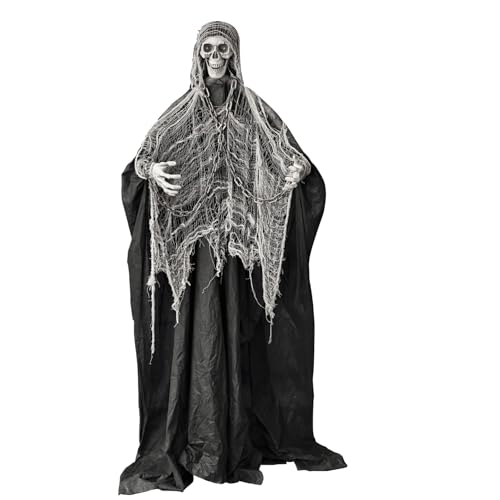 LANGXUN 6ft Sound-Controlled Swinging Scary Skeleton Ghost Decoration, 2026 Halloween